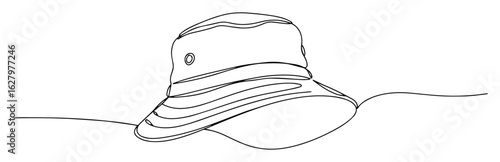 boonie bucket hat camping and fishing vector outline monoline stroke