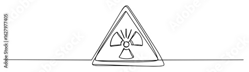 continuous one line drawing of a radioactive hazard warning sign a nuclear energy symbol vector outline sketch