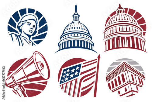 Collection of american patriotic symbols and icons