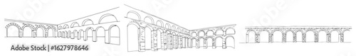one continuous line drawing of an ancient greek or roman stoa colonnade for agora architecture concept vector contour illustration