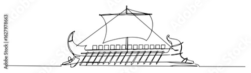 Ancient galley ship outline vector