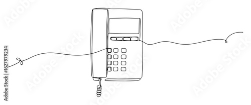 corded landline telephone outline vector illustration