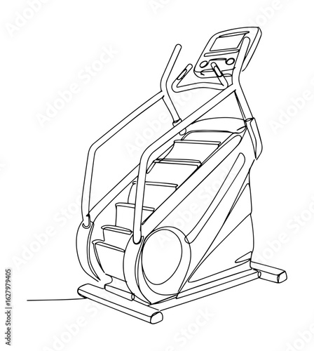 continuous one line drawing of a stair climber machine a piece of gym equipment for cardio fitness vector lineart design