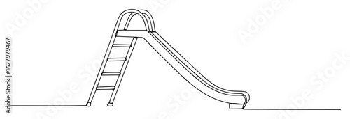 continuous one line drawing of a children's playground slide a simple fun outdoor equipment vector lineart design