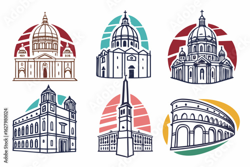 Collection of famous italian architectural landmarks