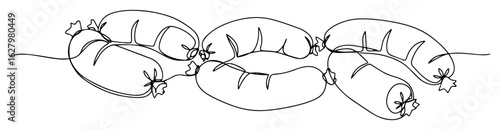 sausage links butcher shop doodle lineart vector outline