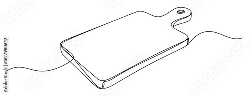 one continuous line drawing of a wooden cutting board for kitchen and cooking concept vector monoline lineart illustration