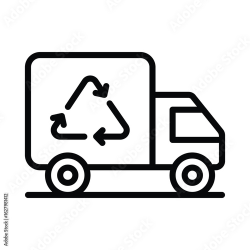 Garbage Truck Vector Outline Icon. EPS 10 File