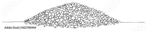 one continuous line drawing of a large pile of crushed stone gravel for a building and road construction material concept vector contour illustration