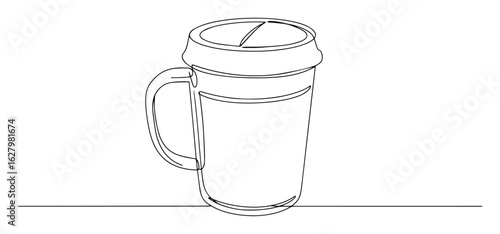insulated travel coffee mug with lid sleek contour vector design