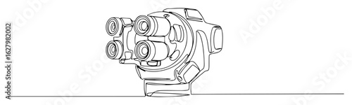 futuristic sci-fi robot turret a detailed continuous line drawing for gaming or technology concepts