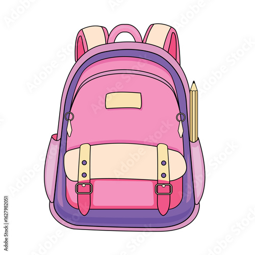 Colorful school backpack with supplies