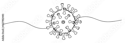 single line art of a coronavirus for pandemic and health concept