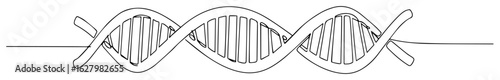 dna double helix structure representing genetics and the code of life continuous one line drawing
