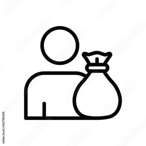 Trash Collector Vector Outline Icon. EPS 10 File