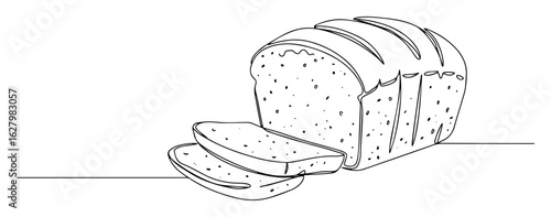 sliced loaf of bread one continuous line drawing