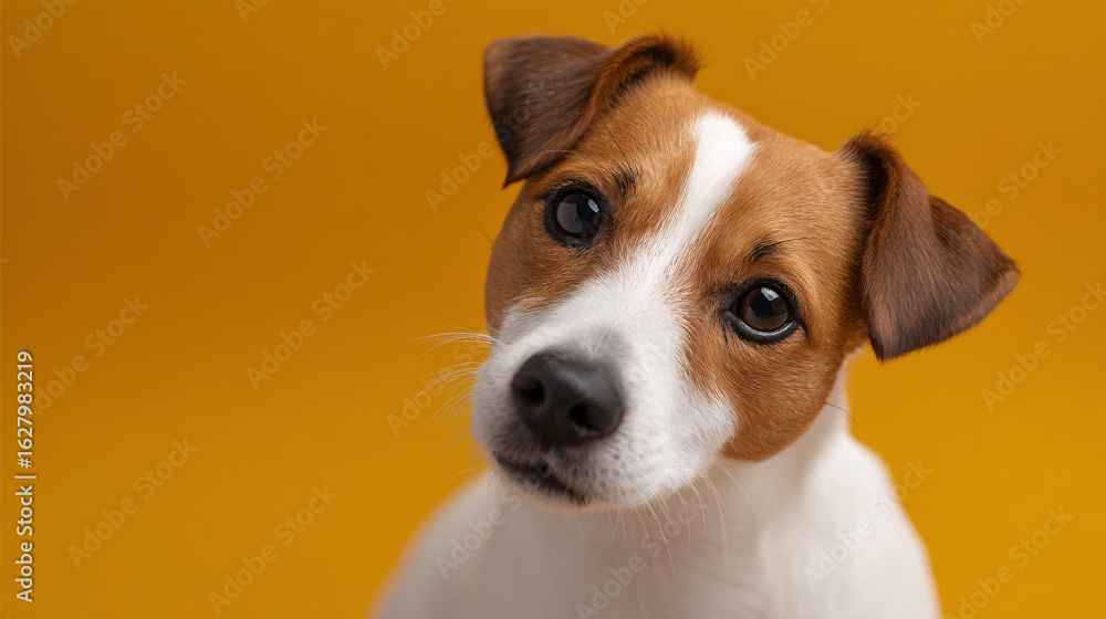 Playful Dog Portrait, Jack Russell Terrier, Studio Setting, Pet Photography, Vibrant Background, Close-Up View, Animal Love Playful Dog Portrait, Jack Russell Terrier, Studio Setting, Pet Photography, Vibrant Background, Close-Up View, Animal Love
