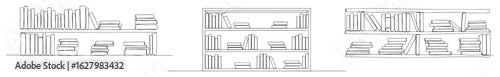 Living Room Bookshelves and Sofa — Minimal Line Art Vector Set