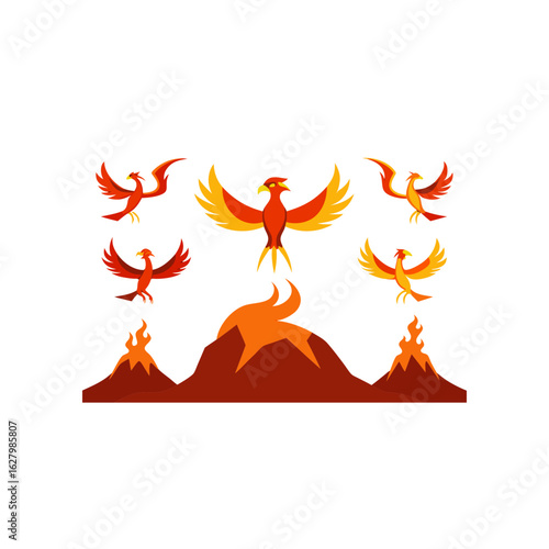 different sea phoenix set   fiery underwater bir