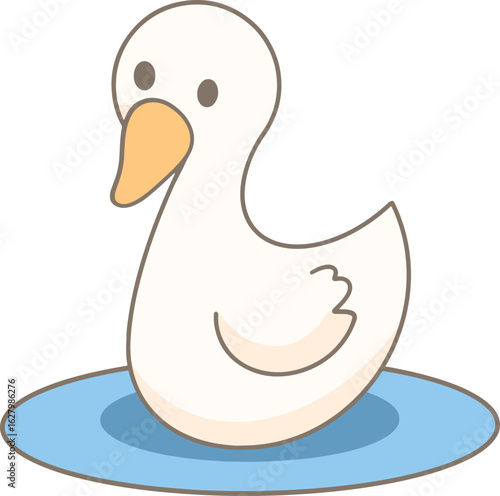 a cartoon duck sitting on a blue surface