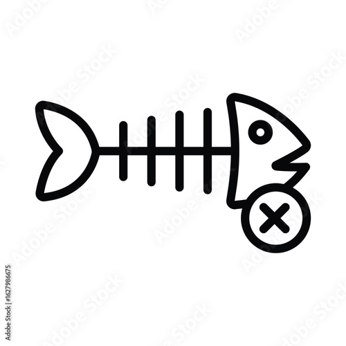 Fish Skeleton Vector Outline Icon. EPS 10 File