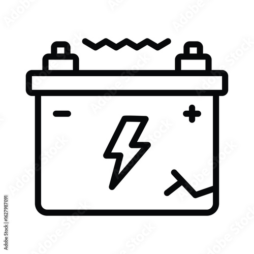 Damaged Battery Vector Outline Icon. EPS 10 File