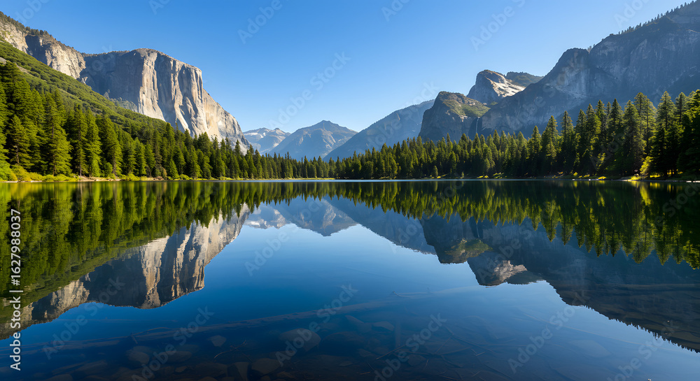Fototapeta premium Mirror Lake and Mountain Reflections