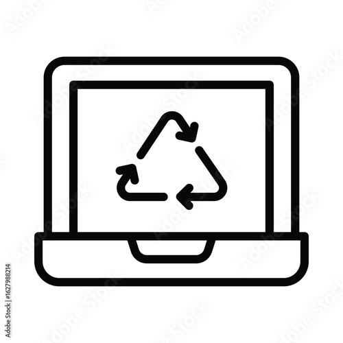 Laptop Reuse Vector Outline Icon. EPS 10 File
