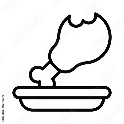 Leftover Food Vector Outline Icon. EPS 10 File