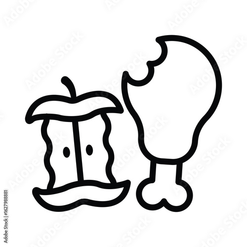 Leftover Food Vector Outline Icon. EPS 10 File