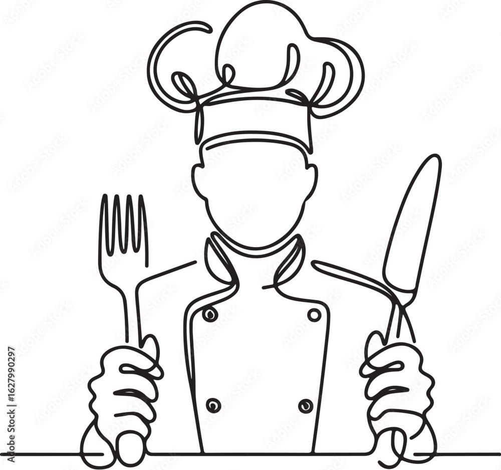 Naklejka premium chef with cutlery silhouette vector