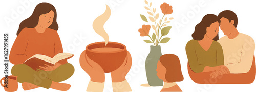 Slow Life & Soft Moments – Mindful Everyday Rituals Vector Set