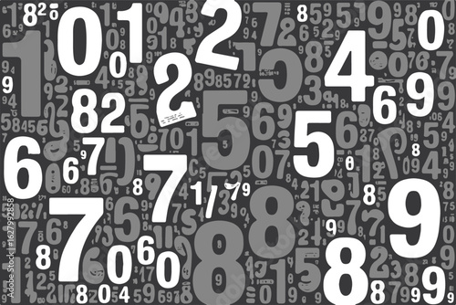 abstract digital numbers pattern vector background design in shades of gray