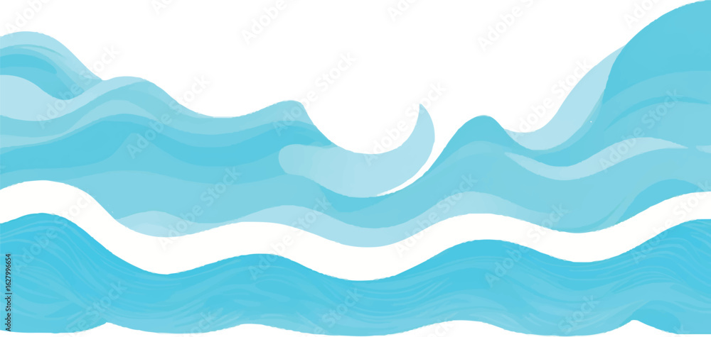 Fototapeta premium Minimalist Ocean Wave Line Vector with Light Blue and Aqua Curves – Elegant Sea Illustration for Modern Web, Branding and Packaging 