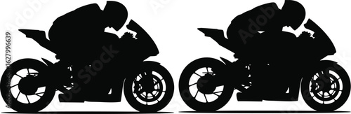 Motorcycle rider silhouette isolated on white background