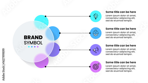 Infographic template. Circle with 4 connected steps