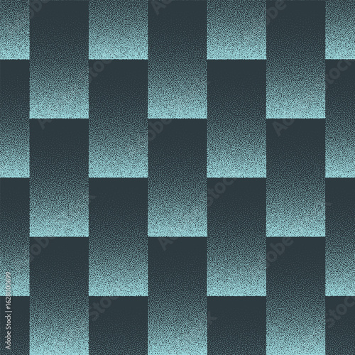 Tile structure neat seamless pattern grainy textured vector abstract background in cyan hues. Endless geometric abstraction for wallpapers or design backdrops. Halftone illustration for textile print