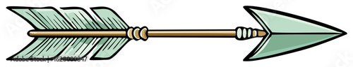 Stylized Hunting Arrow with Feather Fletching and Sharp Point