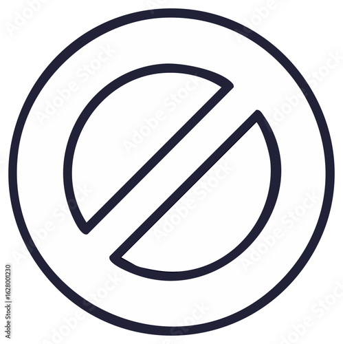 Prohibited sign icon with circle and diagonal line, no entry symbol.