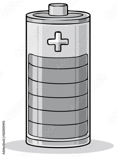 Illustrated Battery Graphic. Power and energy symbol. Electric technology concepts.