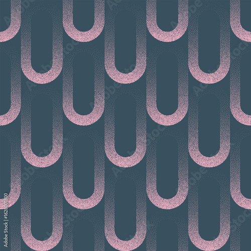 Fashionable vintage 60s 70s seamless pattern grainy textured vector abstract background in pale pink and blue hues. Half tone art illustration for textile print. Endless abstraction for wallpaper