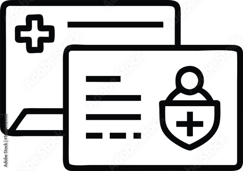Medical I D Card and Patient File Outline Icons medical id card healthcare