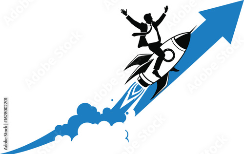 Wallpaper Mural Businessman riding rocket symbolizing success Torontodigital.ca