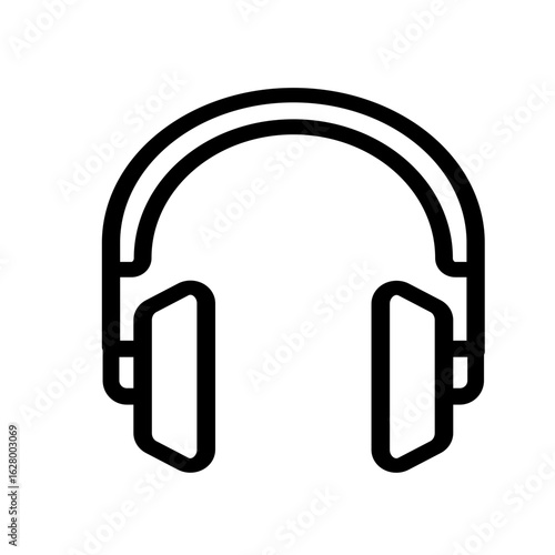 Outline icon of headphones for music, audio, or communication use.