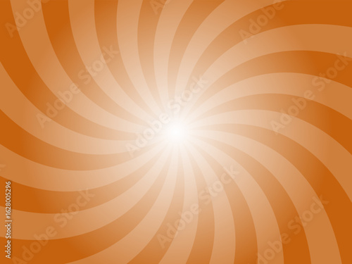 Alloy orange sunburst background. Deep yellow radial retro glowing rays banner. Abstract retro whirlwind starburst vector abstract background. Twisted radial illustration.