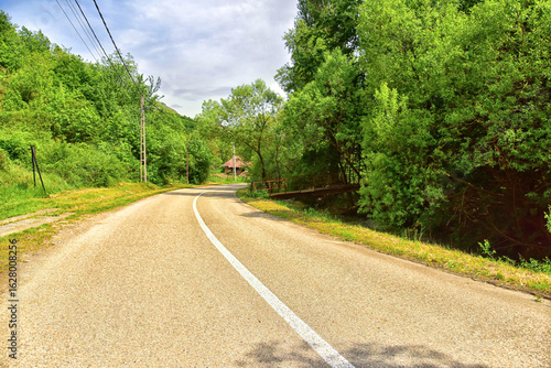 Carretera rural rodeada de árboles en Cheile Gălzii,Romania
Camino asfaltado entre árboles frondosos. Paisaje rural típico de Cheile Gălzii, ideal para rutas escénicas