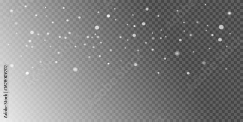 Realistic Snow fly in the air. Snow, snowfall. White Snow png on transparent background. Christmas Designs. Vector illustration