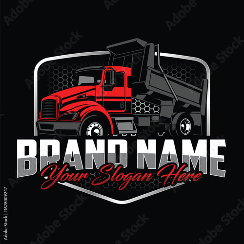 Dump truck illsutrator - Dump truck logo - Trucking - Land truck
