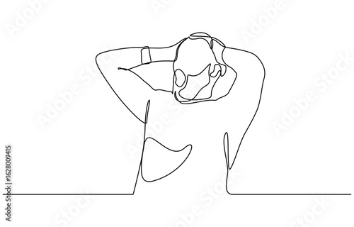 Continuous one line drawing of Shocked man minimalist black linear sketch isolated on white background. Editable outline