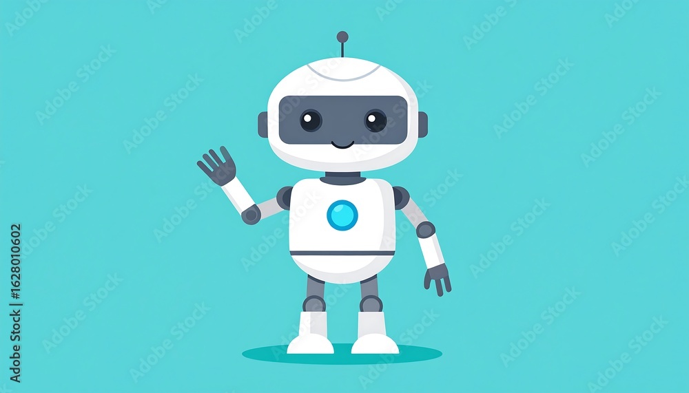 Fototapeta premium Cute robot waving (2)